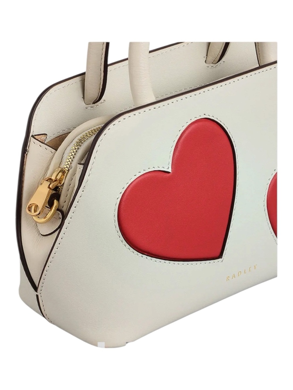 RADLEY LONDON Cream Satchel with Red Heart Appliqués - Picture 3 of 12